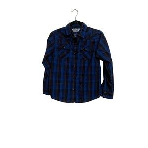 Helix Plaid Shirt Snaps Boys Size Medium